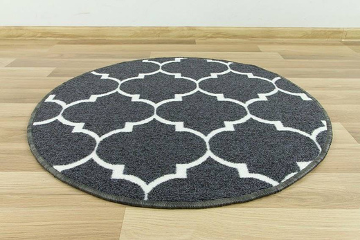 Dywan okrągły Clover 29 ciemny szary kremowy koniczyna marokańska