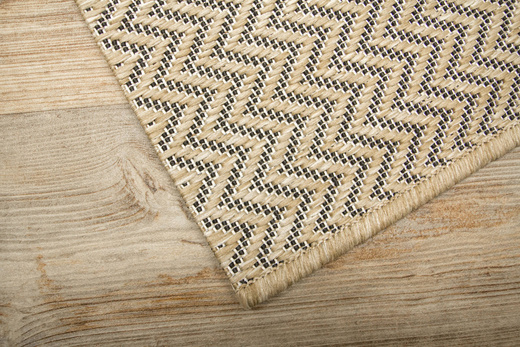 Zewnętrzny Dywan Sznurkowy Jeans 19242/P01 Beż Grafit Jodełka Ramka