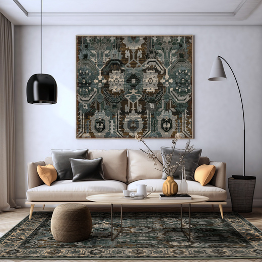 Wełniany Dywan Dywilan Superior Oman Dark Blue Ornament