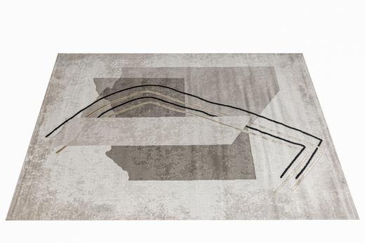 Dywan Kashmir KR168S Vizon/Black Szarobeżowy Złoty Abstrakcja