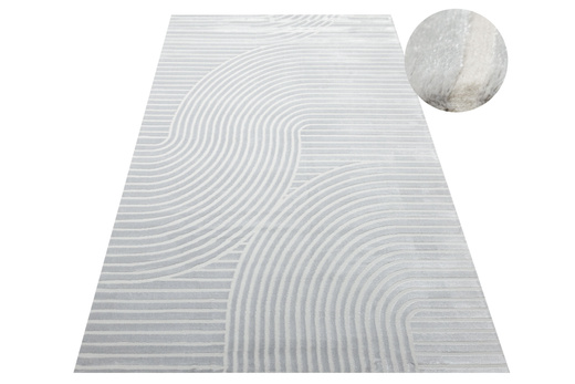 Dywan Nantes NT130G Grey/Grey Szary Pasy Geometria