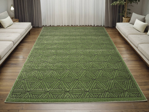 Dywan Teno F0336 Green Geometria Trójkąty Butelkowa Zieleń