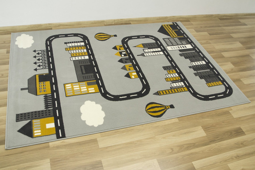 Dywan Kids 534433/89945 mouse/m Miodowy Szary Ulice Domki