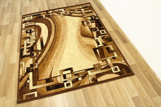 Dywan GOLD 355/12 Fale Geometria Brąz Beż