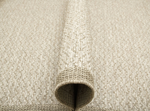 Dywan Sznurkowy Oria 600/VH7-D Beż Szary Ramka Gruby Splot z Frędzlami