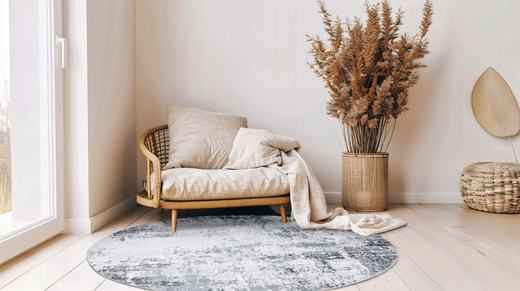 Okrągły Dywan Nantes NT041G Grey/Grey Szary Beton