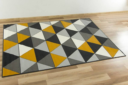 Dywan Luna 502902/89925 d.grey musztardowe trójkąty