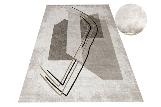 Dywan Kashmir KR168S Vizon/Black Szarobeżowy Złoty Abstrakcja