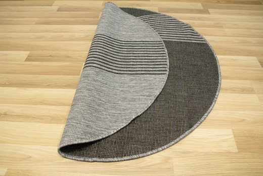 Okrągły Dwustronny Dywan Sznurkowy Brussels 205631/11020 Night Silver Szary Grafit Fala Outdoor