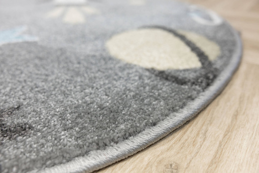 Okrągły Dywan Dziecięcy Lima C276A l.grey/cream Rakiety Kosmos Szary