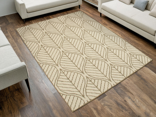 Dywan Dwustronny Sznurkowy Brussels 205647/10610 linen Jasny Beż Krem Listki Outdoor