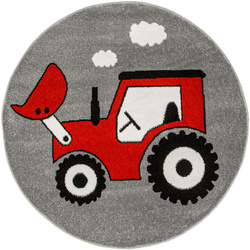 Okrągły Dywan Lima G753A l.grey/l.red Traktor Czerwony Szary