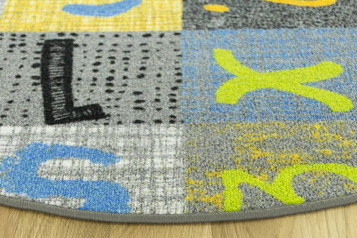 Okrągły Dywan Blackboard druk Koło Literki