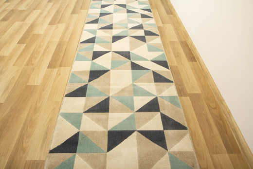 Chodnik Canvas Trójkąty Szary Turkus Granatowy szerokość 80 cm