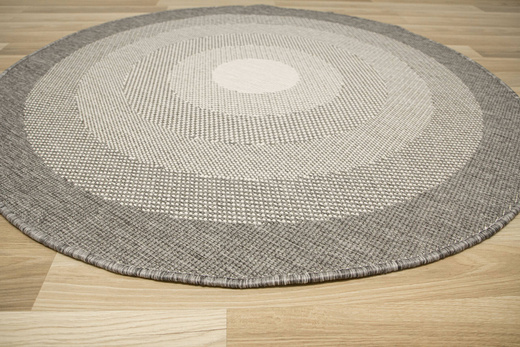 Okrągły Dwustronny Dywan Sznurkowy Brussels 205195/10010 Silver Szary Krem Koła Outdoor
