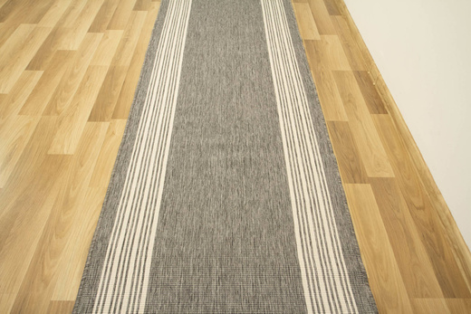 Dwustronny Sznurkowy Chodnik Brussels 205072 Szary Krem Paski szerokość 100 cm