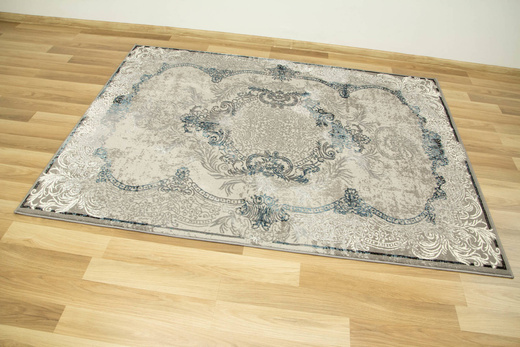 Lśniący Dywan Allora Plus 9435A grey/blue Ornament Szary Srebrny