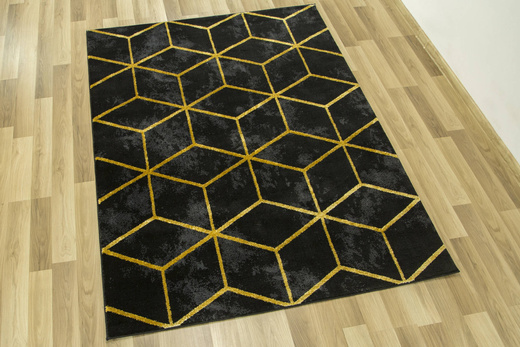 Dywan FESTIVAL 5871A yellow/black Czarny Złoty Cubes