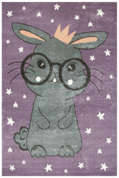 Dywan Dziecięcy Lima 9377C lila/l.grey Fiolet Szary Króliczek w Okularach