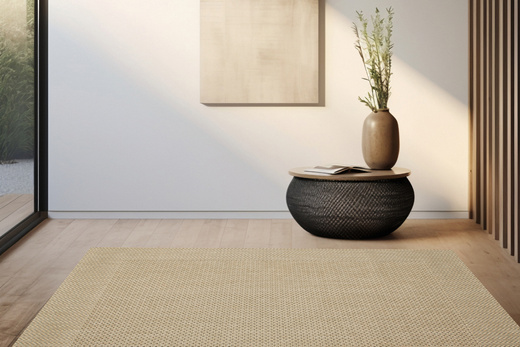 Zewnętrzny Dywan Sznurkowy Jeans 19242/P01 Beż Grafit Jodełka Ramka