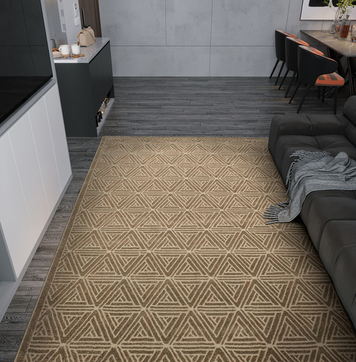 Dywan Teno F0336 Brown Geometria Trójkąty Brąz Beż