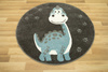 Okrągły Dywan Lima C881A d.grey/blue Dinozaur Turkus Krem Grafit