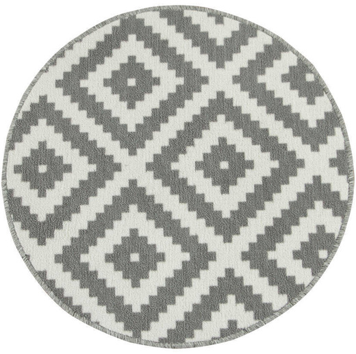 Szary Okrągły Dywan Romby