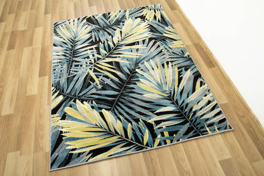 Dywan Free 11291/948 Turkus Żółty Liście Palmy