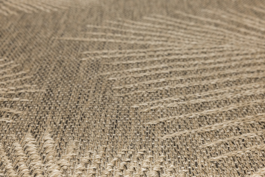 Okrągły Dywan Sznurkowy Patio 5028/170 Nature Beż Brąz Listki Outdoor