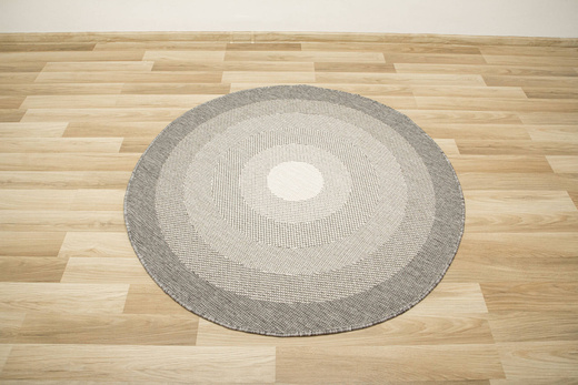 Okrągły Dwustronny Dywan Sznurkowy Brussels 205195/10010 Silver Szary Krem Koła Outdoor