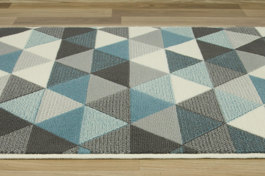 Chodnik Luna 503430/95832 Trójkąty Niebieski Szary Kremowy szerokość 70 cm