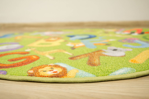 Okrągły Kolorowy Dywan Dziecięcy Alfabet 12 Green