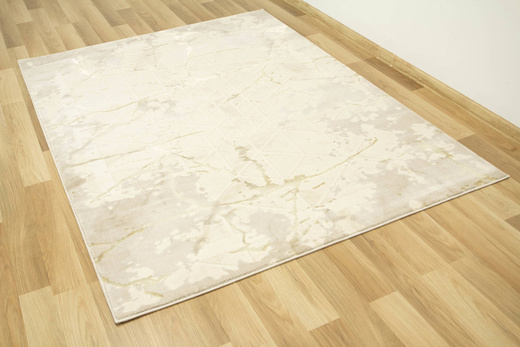 Lśniący Dywan Allora Plus B919A cream/cream Marmur Trójkąty Beż Krem Złoto
