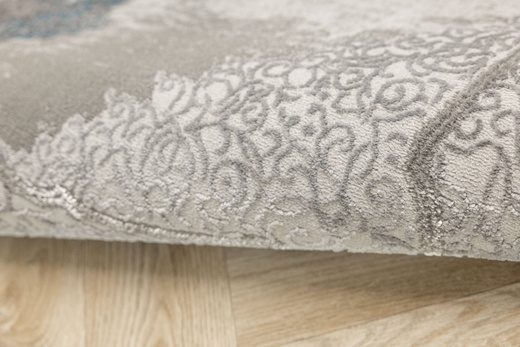 Lśniący Dywan Allora Plus B827B l.grey/grey Srebrzysty Szary Niebieski Ornament