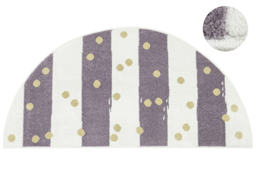 Dywan Półokrągły Dziecięcy Lima M044A cream/lila Fiolet Krem Zloty Paski