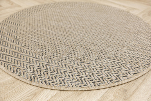 Okrągły Dywan Sznurkowy Jeans 19242/P01 Koło Beż Krem Jodełka