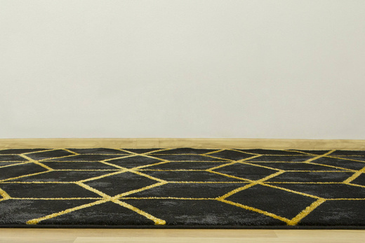 Dywan FESTIVAL 5871A yellow/black Czarny Złoty Cubes