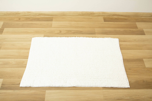 Antypoślizgowy Dywanik Łazienkowy Shiny Chenille Biały 503362