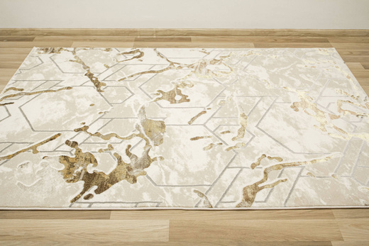 Dywan Elisa PF40A Brown Gold Beżowy Złoty Plastry Miodu