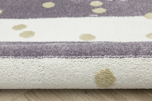 Dywan Półokrągły Dziecięcy Lima M044A cream/lila Fiolet Krem Zloty Paski