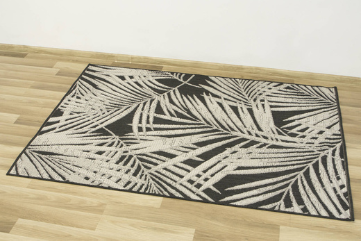 Dywan Sznurkowy Lejda 12506/591 Antracyt Beż Liście Palmy
