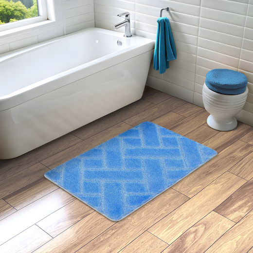 Dywanik Łazienkowy Antypoślizgowy Lotus Light Blue Błękitny Cegiełka