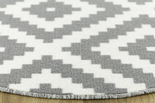 Szary Okrągły Dywan Romby