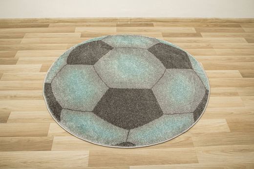 Okrągły Dywan Lima G758A l.grey/blue Piłka Football Grafit Turkus Melanż