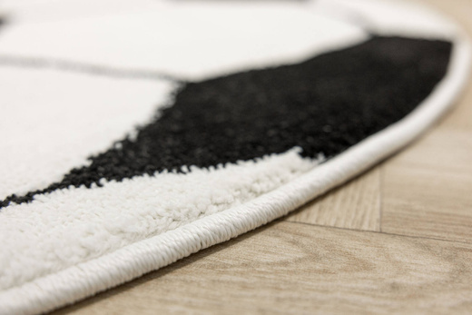 Okrągły Dywan Lima G758B white/black Piłka Football Biały Czarny