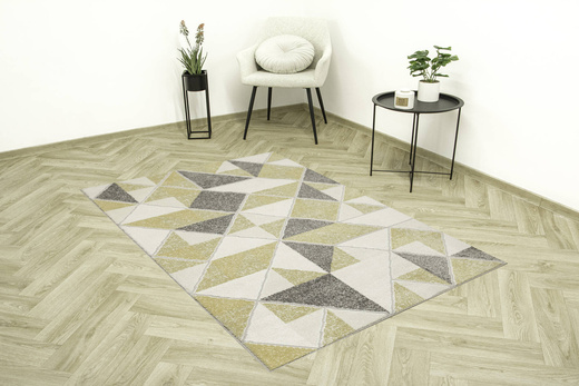 Dywan Olympos 4157 cream/yellow Żółty Szary Krem Trójkąty