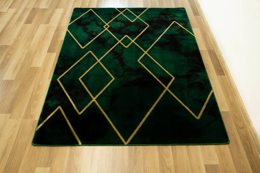 Dywan Diamond K4421Y green Ciemna Butelkowa Zieleń Złoty Romby