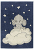 Dywan EMILY KIDS 2342A bone/d.blue słonik na chmurce granatowy