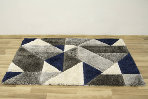 Dywan Shaggy California P477A anthracite/blu Trójkaty Krem Szary Niebieski