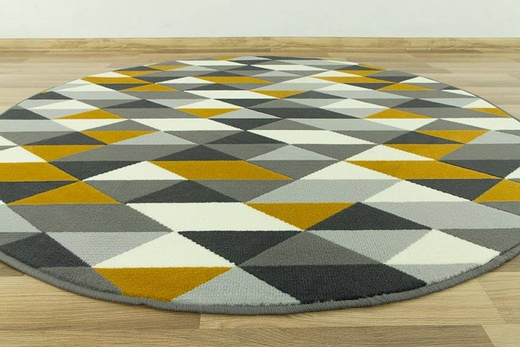 Okrągły Dywan Luna 503652/89915 żółte trójkąty